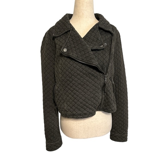 Anthropologie Grey Quilted Moto Jacket - Picture 3 of 7